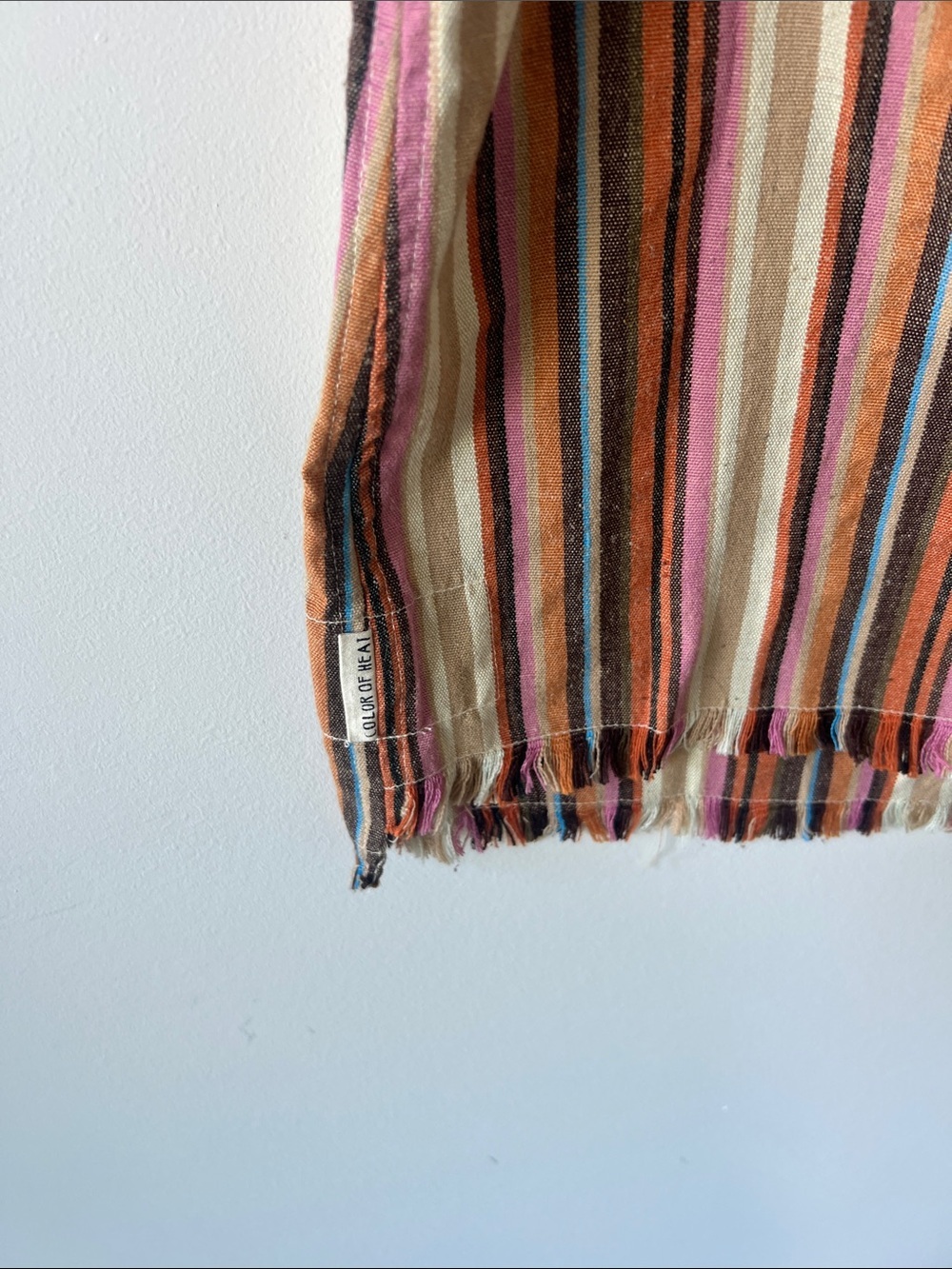 Color of Heat Striped Sleeveless Crop Top in Multi-Color Linen Cotton - Picture 3 of 6